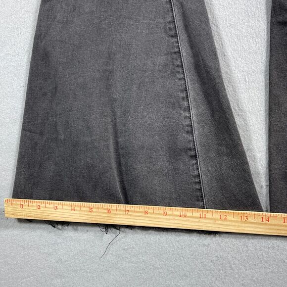 Free People Jeans Women 28 Gray Denim Flare Raw Hem High Waist Wide Bell Bottoms - Picture 4 of 11